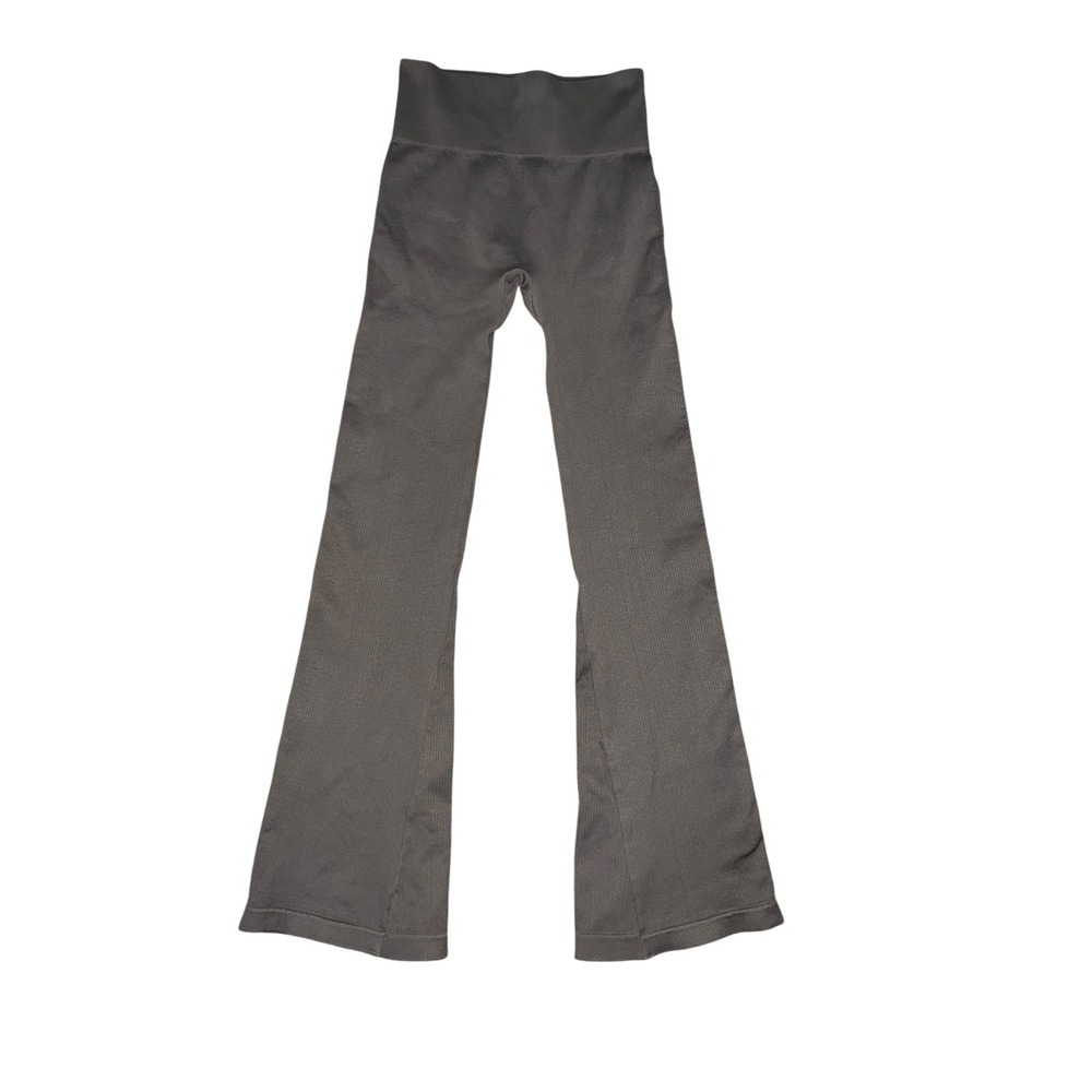OQQ Yoga Pants Ribbed Workout Bell Bottoms Flare Leggings Women Small Brown